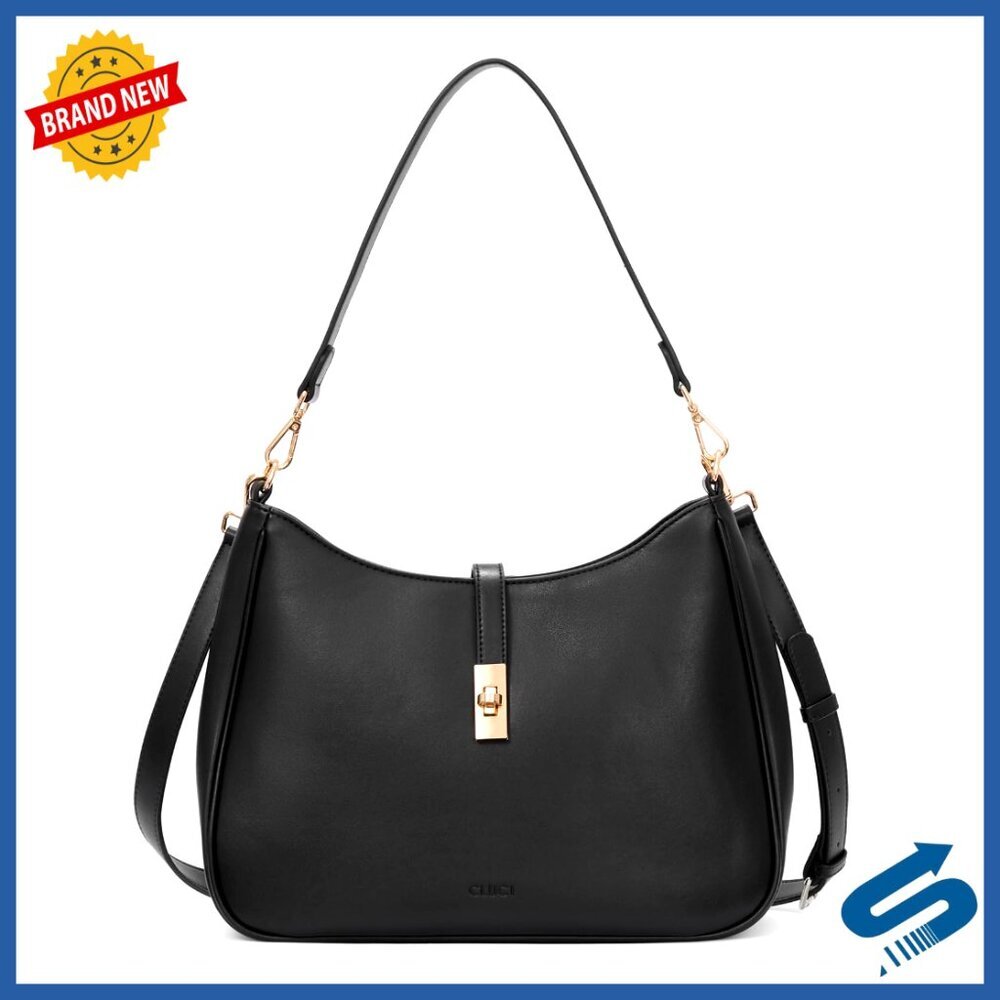 Large Vegan Leather Hobo Shoulder Bag with Adjustable Crossbody Strap